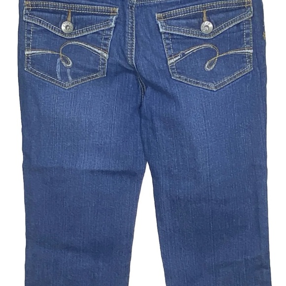 I Love Justice Jeans Simply Low Capri Juniors 14R Blue Distressed Pockets - Picture 7 of 14